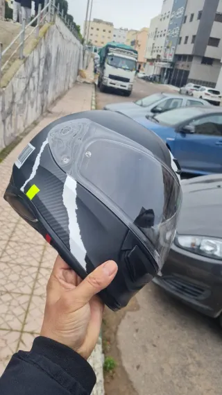 Casco Motocross Enduro Verde/Plata