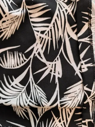 Vestido Mango Negro Estampado Hojas Talla M