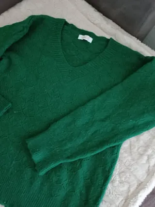 Pullover donna scollo a V verde