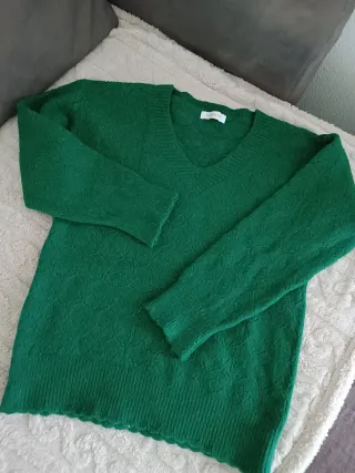 Pullover donna scollo a V verde