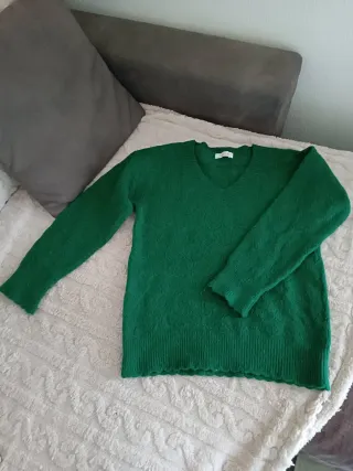 Pullover donna scollo a V verde