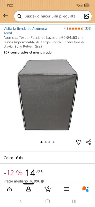 Funda Protectora Lavadora Gris