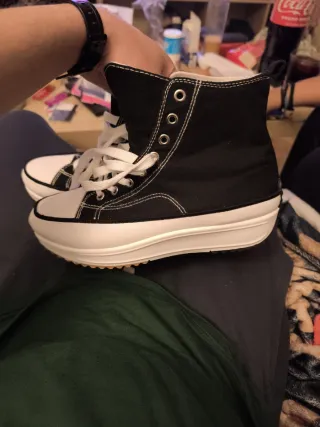 Playeros Converse plataforma negros y blancos