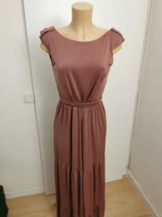 Vestido largo rosa y marrón talla 38
