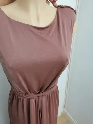 Vestido largo rosa y marrón talla 38