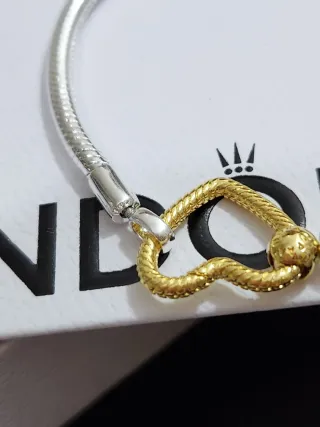 Pulsera Pandora Cadena Serpiente Cierre Corazón