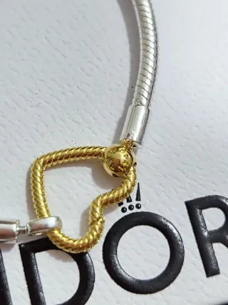 Pulsera Pandora Cadena Serpiente Cierre Corazón