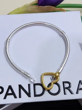 Pulsera Pandora Cadena Serpiente Cierre Corazón