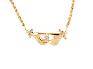 cadena oro 18k con piedra con circonita 23cm