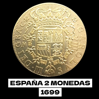 (N°37) 1699 ESPAÑA 2 MONEDAS ANTIGUAS DE COLECCIÓN