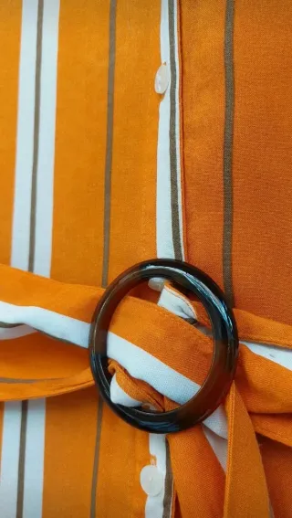 Vestido largo naranja a rayas