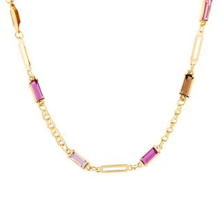 collar oro 18k con piedra 22cm