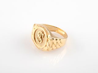 sello oro 18k con piedra con circonita