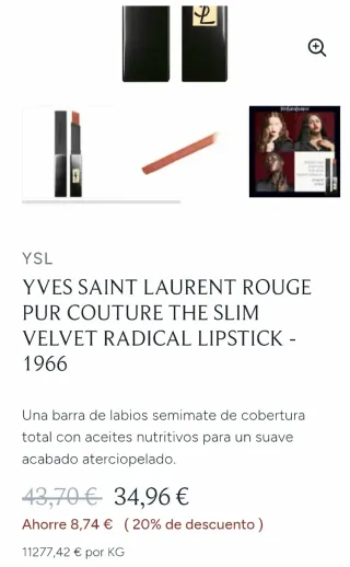 Labial Yves Saint Laurent Rojo Velvet
