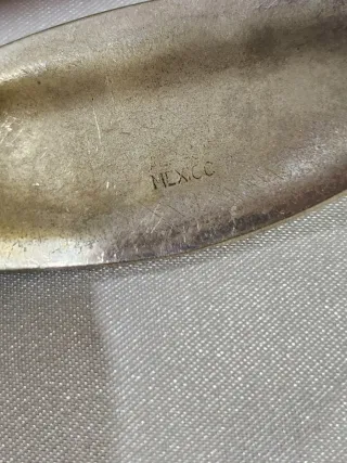 brazalete vintage de alpaca mexicana Plata y nácar