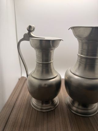 Pareja de Jarras Vintage de Peltre/ "ESTAÑOL"