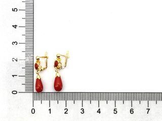 pendientes oro 18k con piedra con coral