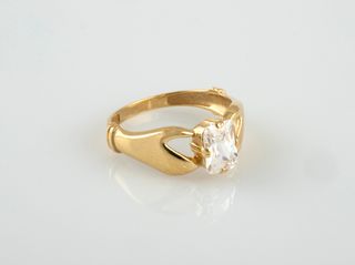 anillo oro 18k con piedra con circonita