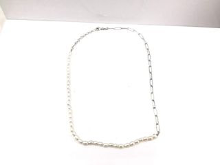 collar plata 925mm con piedra con perla 22cm