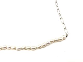 collar plata 925mm con piedra con perla 22cm