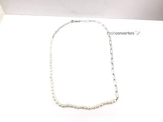 collar plata 925mm con piedra con perla 22cm