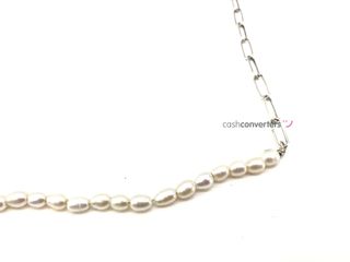 collar plata 925mm con piedra con perla 22cm