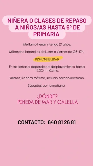 Niñera o profe de repaso