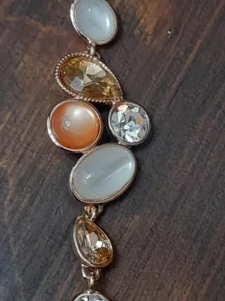 Bracciale acciaio rosa con pietre vetro