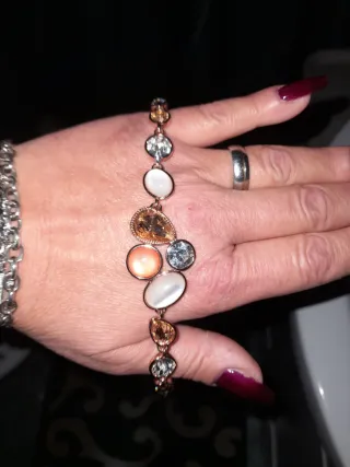 Bracciale acciaio rosa con pietre vetro