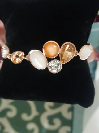 Bracciale acciaio rosa con pietre vetro