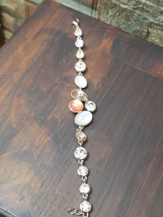 Bracciale acciaio rosa con pietre vetro