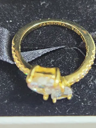 Anillo Pandora Corazón Doble Brillante. Talla 52