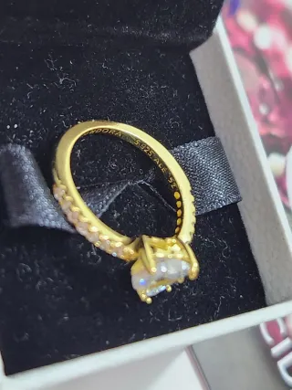 Anillo Pandora Corazón Doble Brillante. Talla 52