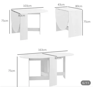 Mesa Comedor Plegable Blanca