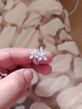 Anillo plata 925 doble flor