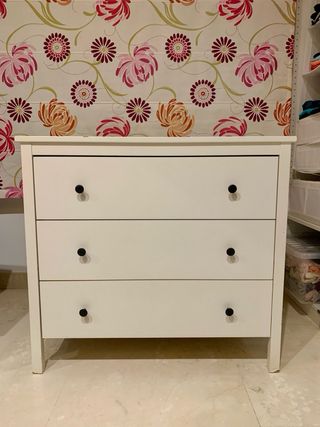 Cómoda blanca 3 cajones 90x45x80