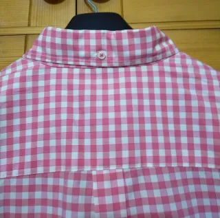 Camisa Cortefiel cuadros rosa T. L