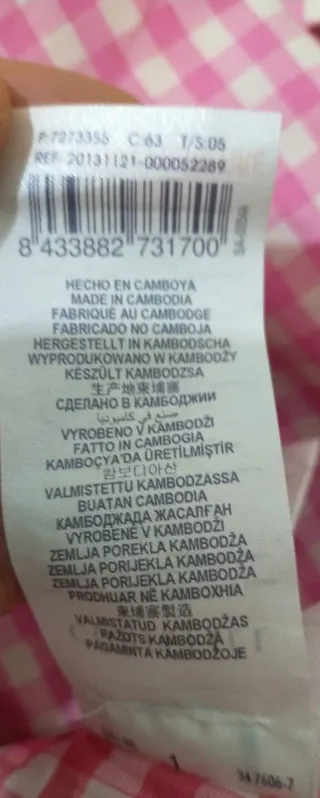 Camisa Cortefiel cuadros rosa T. L