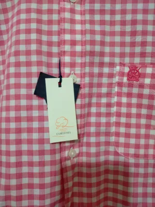 Camisa Cortefiel cuadros rosa T. L