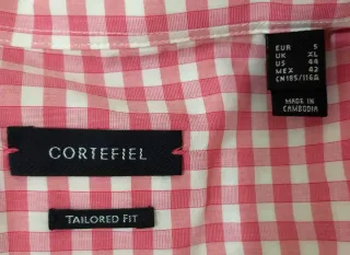 Camisa Cortefiel cuadros rosa T. L