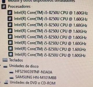 HP i5-8250U 16GB RAM SSD 256GB y HDD 1TB