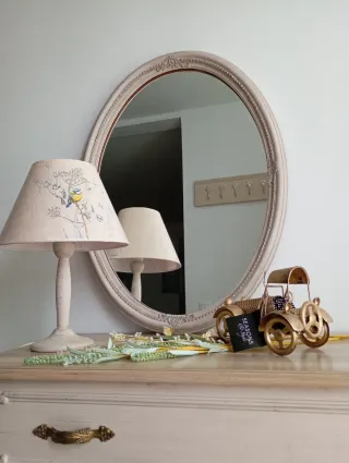 Espejo ovalado vintage madera maciza