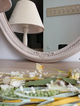 Espejo ovalado vintage madera maciza