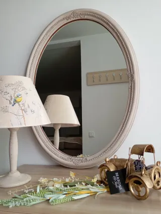 Espejo ovalado vintage madera maciza