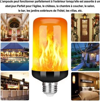 Bombilla LED Fuego StillCool E27 Bombilla LED E27 con efecto llama con 4 modos de iluminación, luces decorativas para interior de Halloween, Navidad, fiesta de boda, jardín, casa