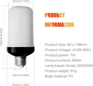 Bombilla LED Fuego StillCool E27 Bombilla LED E27 con efecto llama con 4 modos de iluminación, luces decorativas para interior de Halloween, Navidad, fiesta de boda, jardín, casa