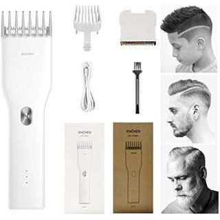 ENCHEN Cortapelos profesional inalámbrico,máquina de corte de pelo recargable, para barba, todo en uno, kit de corte de pelo eléctrico para barba, para hombres, mujeres y bebés (blanco)