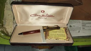 Pluma Cesare Emiliano Plata y Madera Antigua