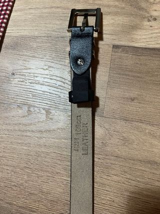 Cintura nera vera pelle 100 cm fibbia metallica