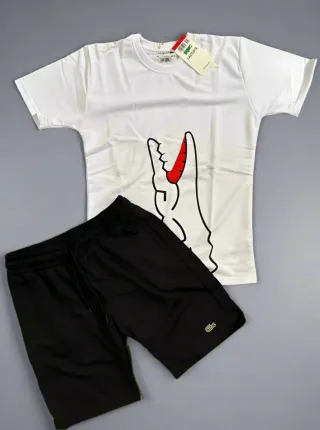 Conjunto Lacoste Blanco y Negro